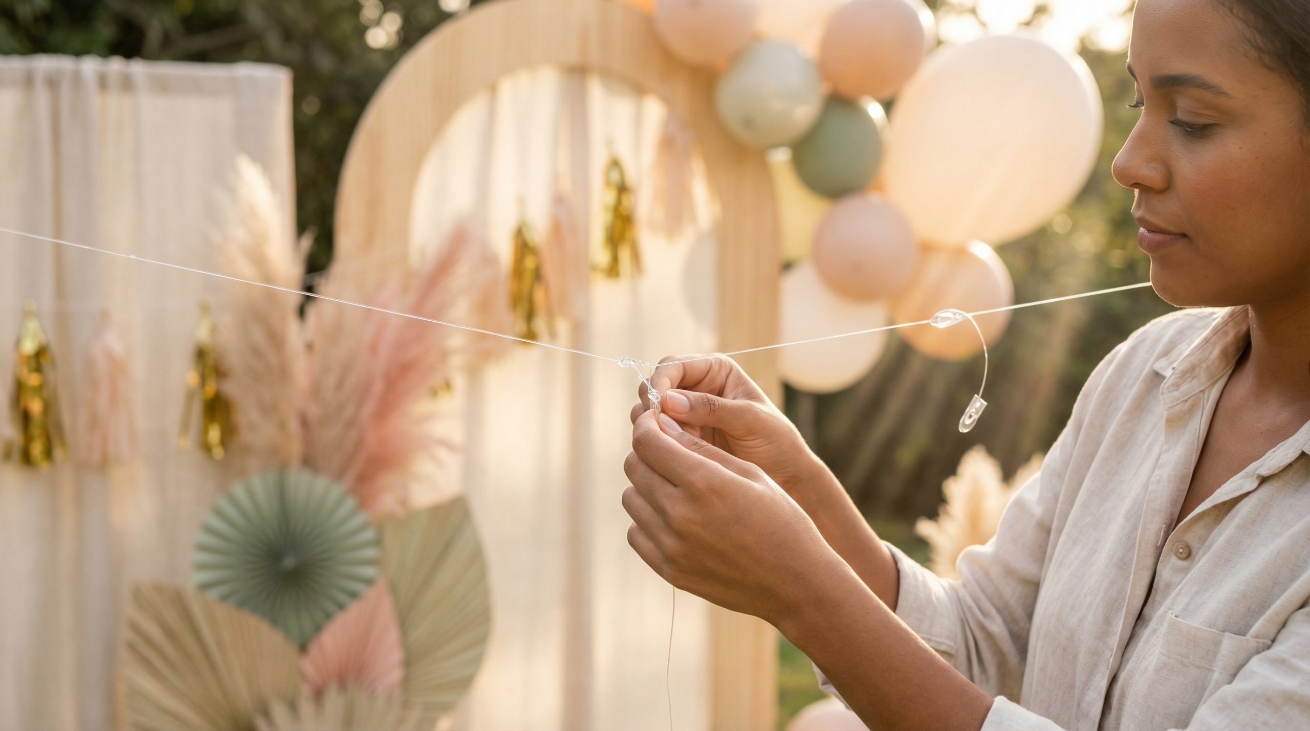 Nylon transparente: fixação invisível em Enfeites e Painéis