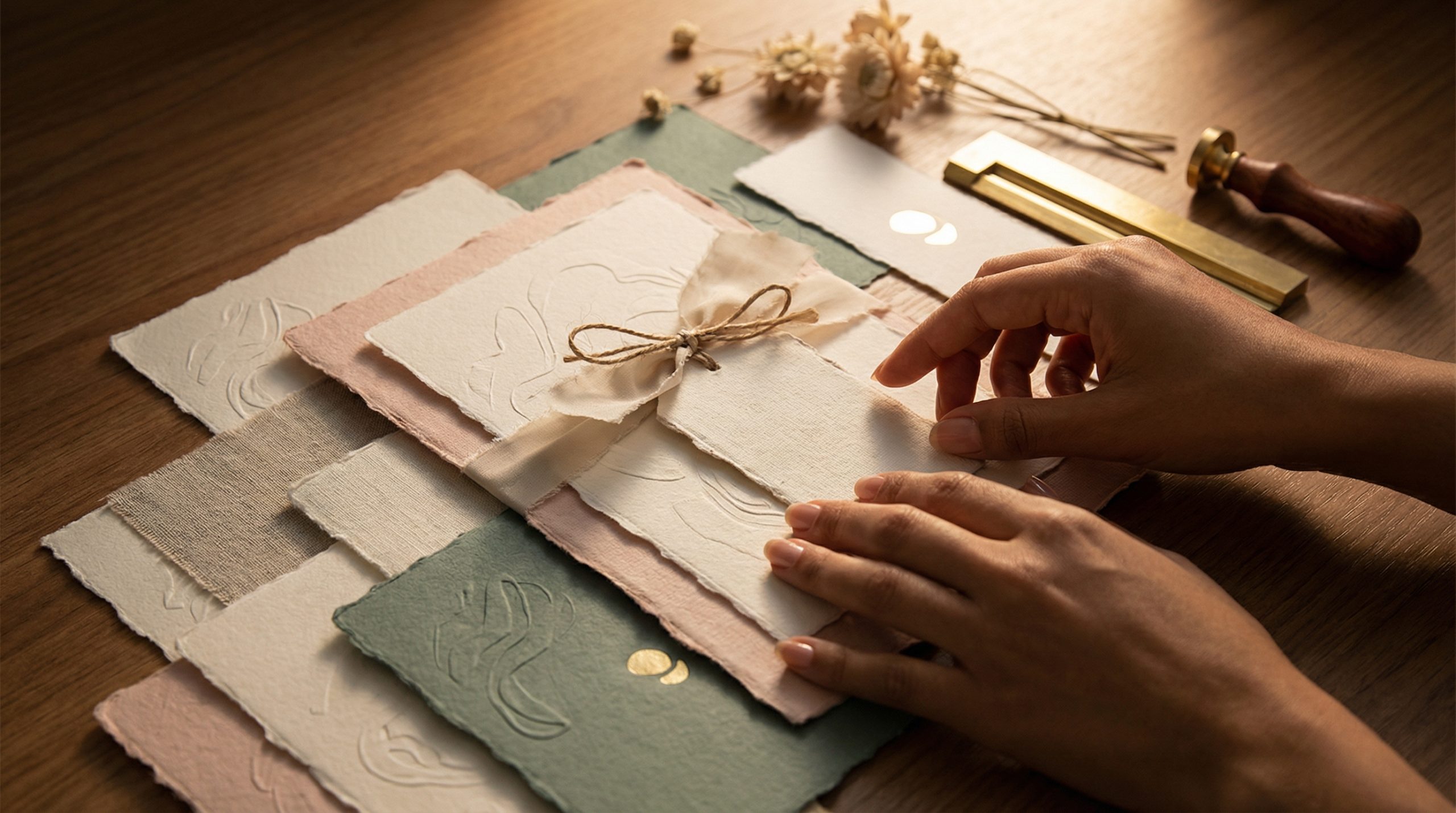 Substitua o papel liso por textura em Convites e Tags