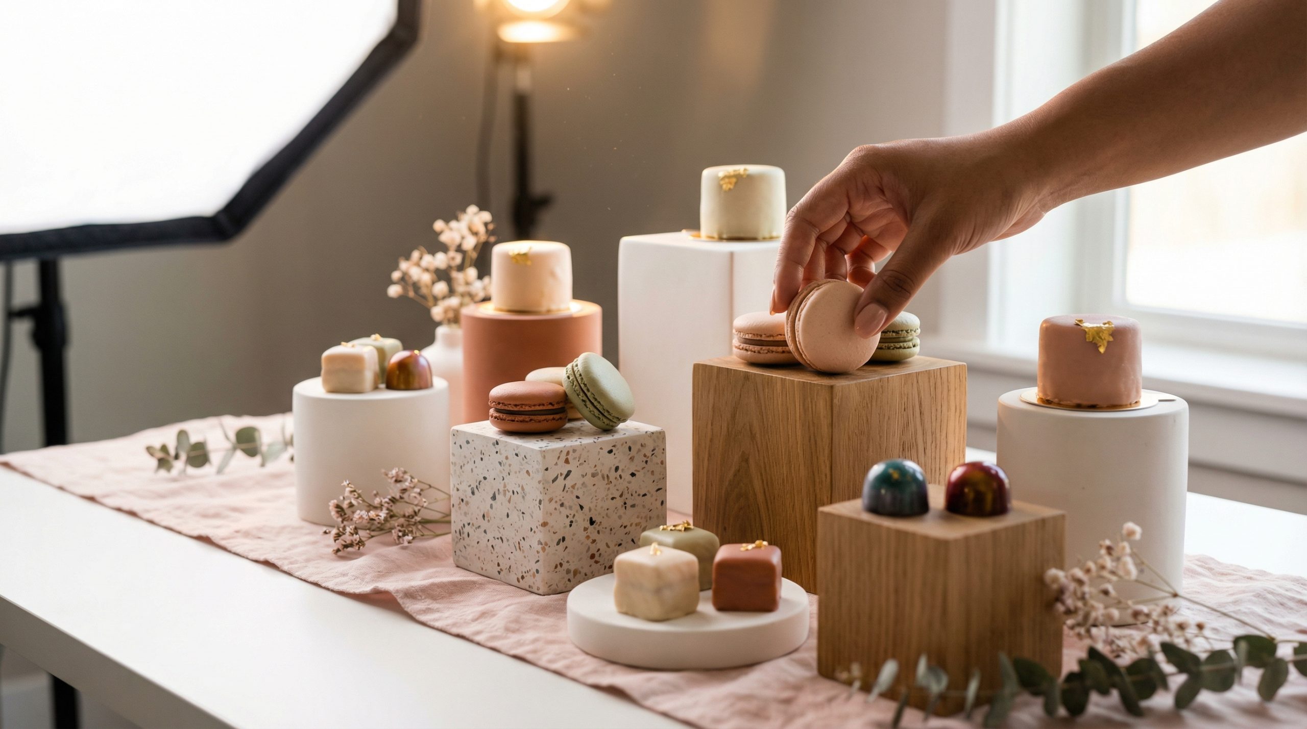 Cubos e cilindros modernizam o layout da Mesa e Doces