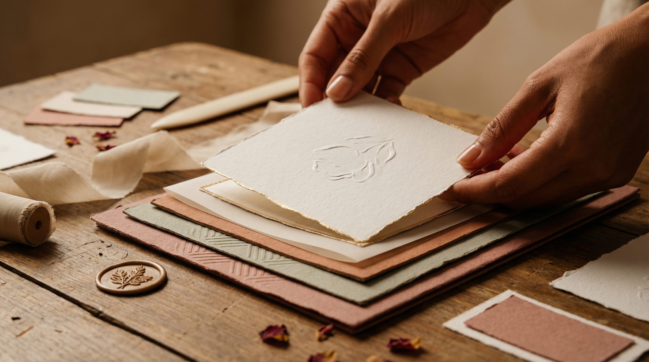 Valorize a textura (não só cor) em Convites e Tags